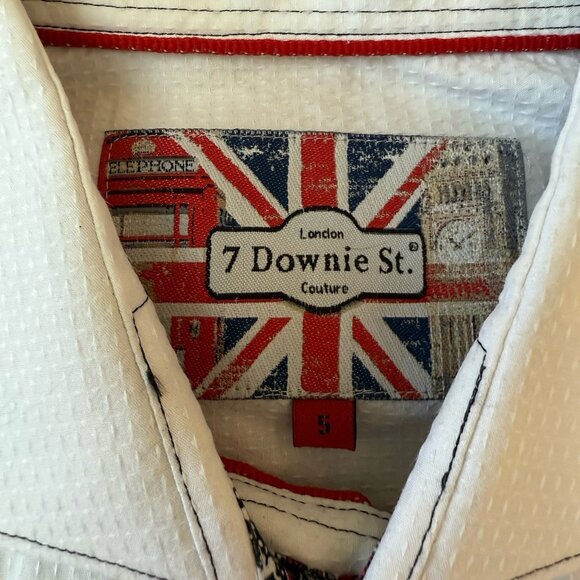 NWOT 7 Downie St Button Down Shirt Mens Size 5 Large Flip Cuff Textured White - Picture 9 of 10